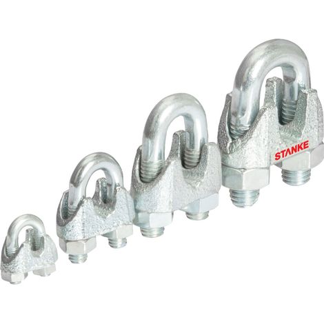 Seilwerk STANKE 25x Serre-Câble è Étrier Zingué Taille 3 Connecteur Galvanisé pour Câble d’Acier 3 mm