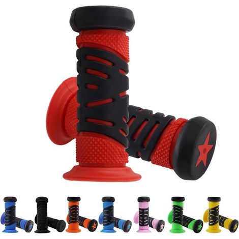 Poignées de vélo enfant Paire Caoutchouc TPR Antidérapantes Trottinette/VTT Rouge/Orange 22 mm (1/5)