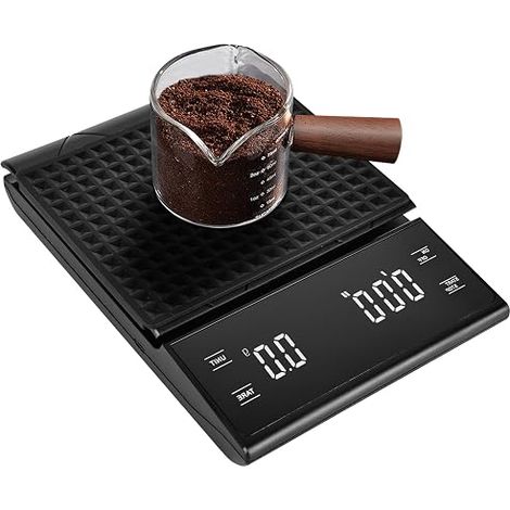 Balance numérique de café avec minuterie: balance rechargeable de café avec 0,01g de haute précision, échelle expresso avec affichage LED et fonction tare, balances de cuisine pour café filtre, (1/5)
