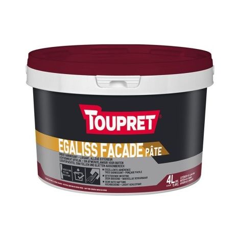 Toupret Egaliss Façade Enduit de lissage extérieur prêt à l’emploi 4 L – Murs et façades