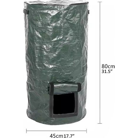 Bac de compostage de jardin en PE pliable léger grand volume réutilisable sac à feuilles avec fermeture éclair 34 gal 45 x 80 cm (1/2)