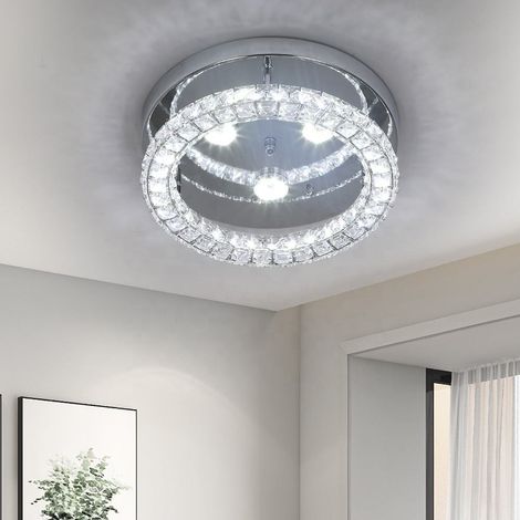 Plafonnier LED rond cristal inox, 24W, Ø30cm, 3 couleurs, IP20 (1/5)