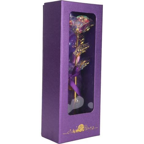 Transparente rosa Blume mit herzförmigem Ständer – Handgefertigte Kollektion – Lila-weiße Schachtel (1/5)