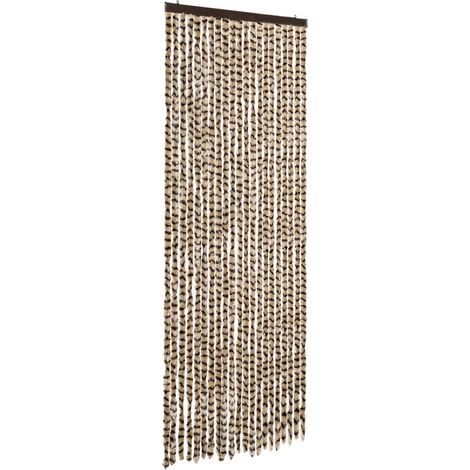 Rideau anti-mouches beige et marron 90x200 cm chenille