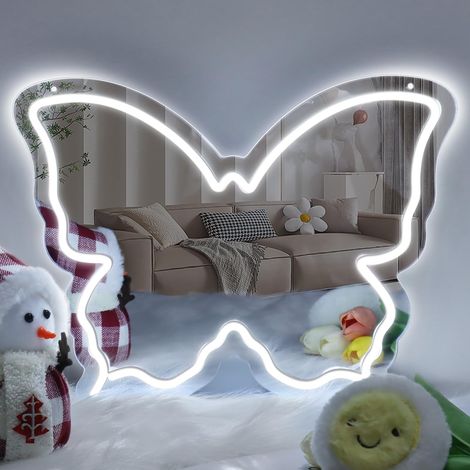 Miroir néon en forme de papillon — Design LED à intensité variable Cadeau d'anniversaire parfait pour les adolescents (1/5)