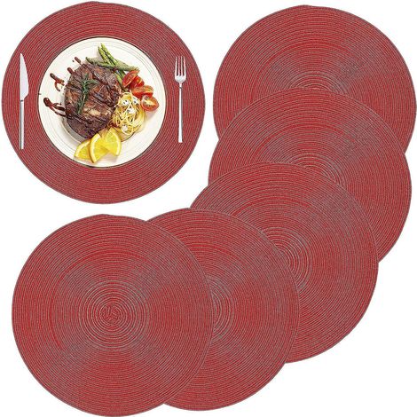 Runde, geflochtene Tischsets aus Baumwolle – 6er-Set, hitzebeständig und rutschfest, für Mahlzeiten und Partys (1/5)