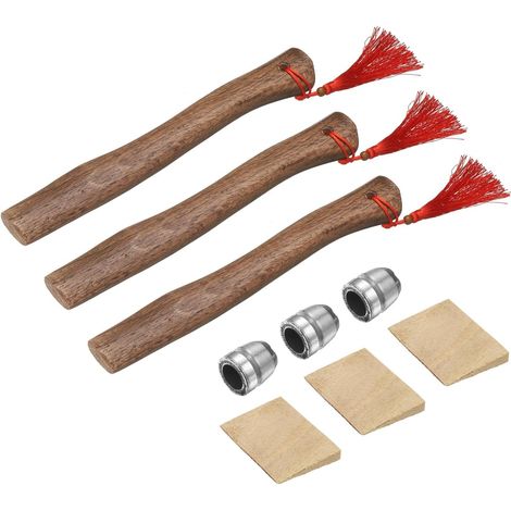 3pcs Manche De Hache en Bois De Remplacement 13" Manches De Hache Universelle en Hickory avec Cale en Bois Et Ronde pour Hache De Camping Et Jardinage (1/5)