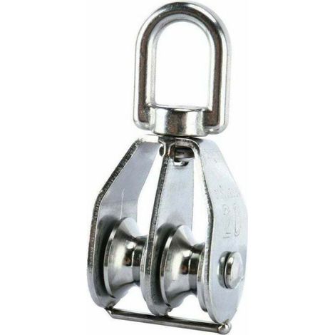 Bloc de poulie double - - M20 - Acier inoxydable 304 - Rail Ø20 mm - Charge 75 kg (1/4)
