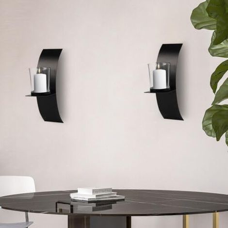 Moderne Kunst Kerzenhalter, schwarze Eisen Wandleuchte, ein Satz von zwei, Multipurpose Dekoration Fest Kerzenhalter für die Heimdekoration