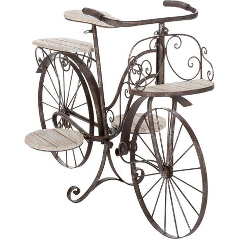 Jardinera Vélo - metal y madera - negra - H59 cm - Atmosphera créateur d'intérieur (1/5)