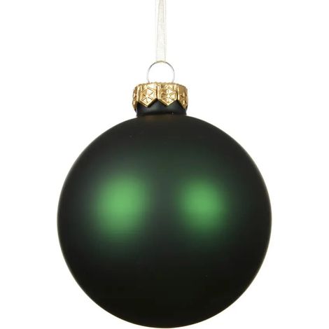 Esfera navideña de vidrio verde pino opaco 8 cm