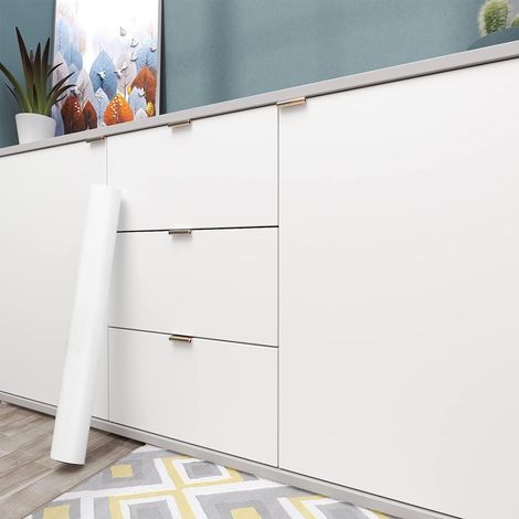 Papier Peint Adhesif Mural Blanc Matt 40X1000cm Papier Adhesif pour Meuble Blanc Revetement Mural Autocollants Décoratifs pour Salon (1/5)