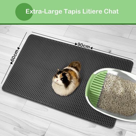 Tapis de Litière pour Chat Double Couche Alvéolaire Imperméable Tapis de Trappage Litière Facile à Nettoyer Antidérapant Confortable pour Pattes de Chats Grand Format 60x90cm (1/5)