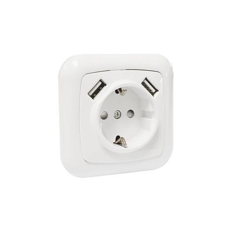 Schuko-Unterputzdose mit 2 Steckdosen USB