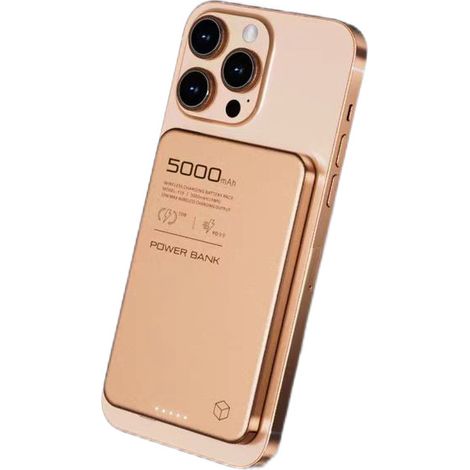 Batterie externe certifiée 3C, coque en alliage d'aluminium, trésor de charge magnétique sans fil 5000 mAh, charge filaire 20 W, charge sans fil 15 W, (1/5)