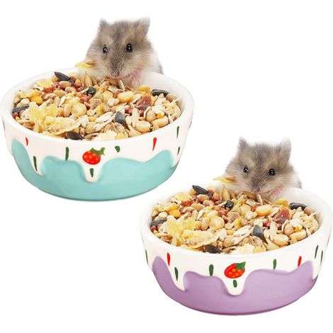 Lot de 2 gamelles en céramique pour hamster, cochon d'Inde, chinchilla ou lapin. Convient également pour l'eau et la nourriture en cage. (1/5)