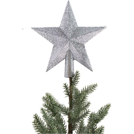BURI Baumspitze Stern Christbaumspitze Tannenbaumspitze Baumschmuck Weihnachtsdeko - silber