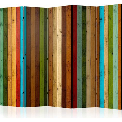 Paravent 5 Volets "Wooden Rainbow" 172x225cm (1/2)