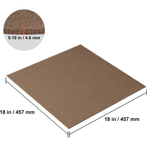 Mophorn Dalles de moquette autocollantes 18"x18" à décoller et coller, douces et rembourrées, faciles à installer soi-même pour chambre à coucher, salon, intérieur ou extérieur - Marron foncé