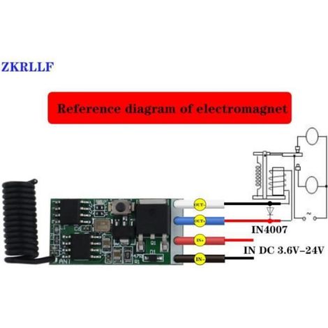 Couleur DC3.6V-24V Micro-interrupteur récepteur de contrôle à distance sans fil, 433 MHz, 3.6V, 5V, 9V, 12V, 24V, 1ch, contrôleur (1/4)