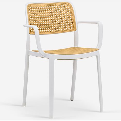Sedia da giardino cucina in polipropilene con braccioli viennese Varmi - Bianco