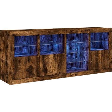 Maison Exclusive - Aparador con luces LED roble ahumado 164x37x67 (1/5)