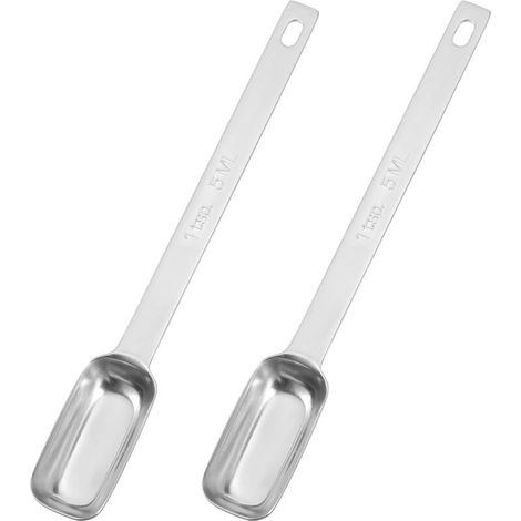 Set of 2 Stainless Steel Teaspoons - 5ml Measuring Spoons - Mini Measuring Spoons for Coffee, Salt, Sugar (1/5)