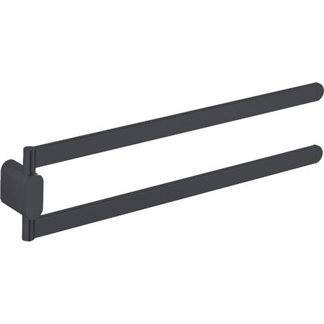 Inda - Porta asciugamani doppio a snodo Mito nero opaco L.36,5 cm (1/2)
