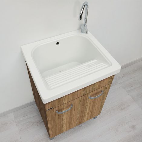 Vasca lavatoio in ceramica 60x50 Dordogne con Mobile WOOD DOMINA (1/5)