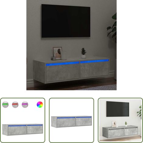 LED-Leuchten - TV-Schrank mit LED-Leuchten Betongrau 100x35,5x25 cm (1/5)