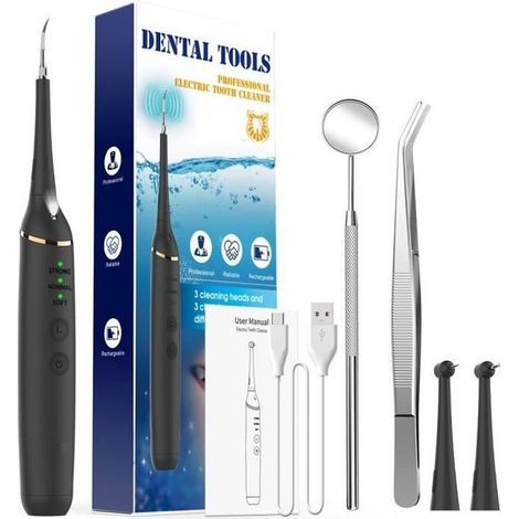 Anti Tartre Dentaire Electrique, XPREEN Élimine Plaque Taches Hygiène Dentaire Rechargeable, Kit de Soin Blanchiment Nettoyage (1/4)