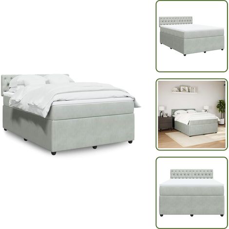 Boxspringbett mit Matratze Hellgrau 160x200 cm Samt - Boxspringbett - Boxspringbetten - Bett - Betten (1/5)