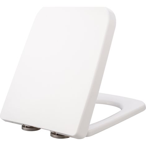 Ugreat – Abattant WC carré souple – Charnière réglable en acier inoxydable – Support simple pour nettoyage facile – Matériau PP blanc (1/5)