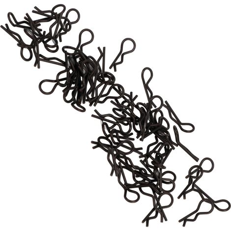 60 Karosserieclips für RC-Cars, 12 mm lang, 0,6 mm Durchmesser, einfach zu montieren und zu demontieren, universeller Typ, geeignet für RC-Cars im Maßstab 1:16 und 1:18, schwarz. (1/4)