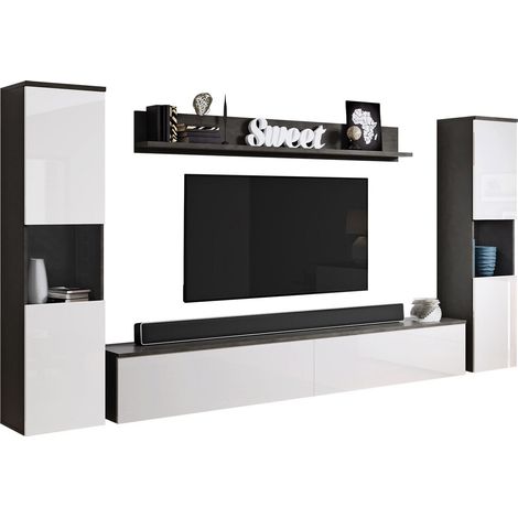 Conjunto de salón Sarasota 131, Gris oscuro + Blanco brillante (1/5)