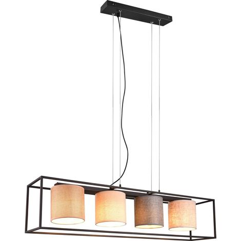 ROSS SOSPENSIONE STRUTTURA METALLO NERO E 4 PARALUMI MULTICOLOR L. 100CM ATTACCO E27 (1/5)