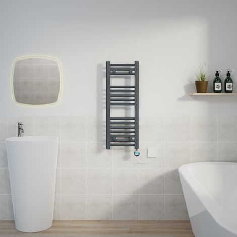 Thermostatic Towel Rail Straight Timer Grey/Chrome 800x300mm