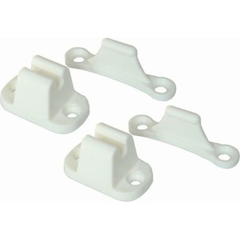 Kit de 2 supports de porte en forme de T avec butée, crochet de fixation en plastique, compatible avec les verrous de porte pour camping-cars, caravanes et remorques - Blanc (1/5)