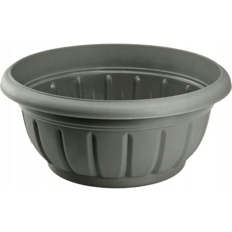 Pot de fleurs rond en plastique Verona, bol en graphite, 26 cm