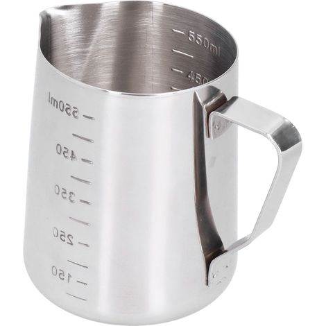 Pitcher à lait inoxydable 550ML pour mousse à café avec échelle graduée, idéal pour bar et maison (1/5)