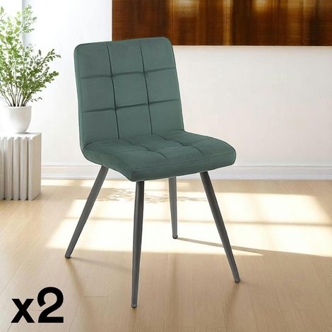 Chaise en velours capitonné vert MALMOE (lot de 2) (1/5)