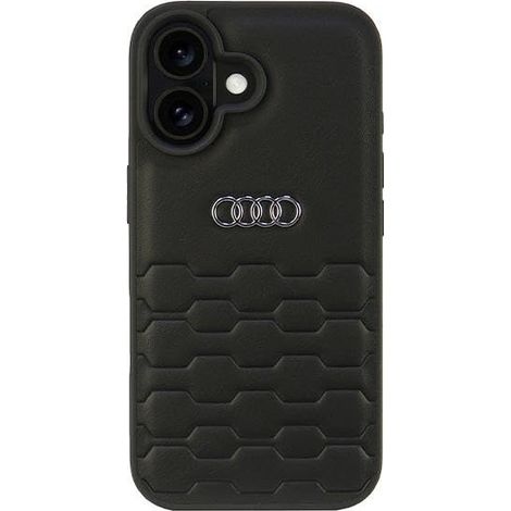 Étui rigide Audi en similicuir noir pour iPhone 16 6.1 (AU-TPUPCIP16-GT/D2-BK)