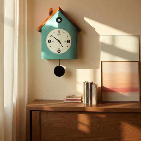 Horloge Murale Coucou Modèle C en Bois à Balancier Design Nordique 40 × 37 × 19 cm 2 kg – Livraison gratuite