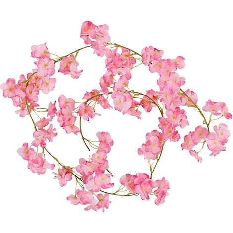Couronne de fleurs artificielles de 1,8 mètre, guirlande décorative pour cheminée et fêtes.-Dark Pink (1/5)