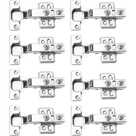 Set mit 8 Scharnieren für Küchen-, Schlafzimmer- und Esszimmerschränke – mit Soft-Close-Funktion – gebogene Türscharniere inklusive Schrauben (1/4)