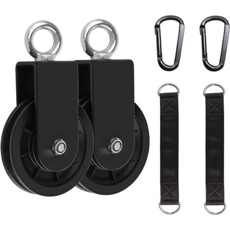 Cable Pulley, Strength Training Pulley with Hanging Strap and Carabiner, Single Pulley Swivel Lifting Pulley (2Pcs) (1/5)