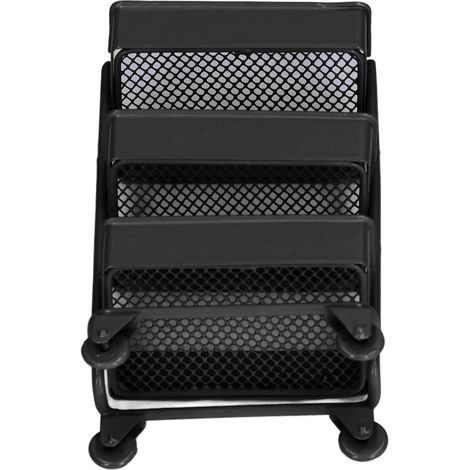 Étagère de rangement à 3 niveaux pour maison de poupée, modèle mobile à l'échelle 1:12, avec roulettes, noire (1/5)