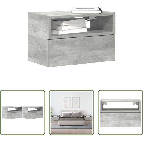 vidaXL Schrank - Wand-Nachttische 2 Stk. Betongrau 45x26x28,5 cm (1/5)