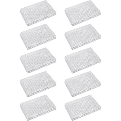 10pcs Plaque de culture tissulaire, 96 Plaque de culture de croissance cellulaire en polystyrène bien clair avec couvercle en plastique pour salle biologique de laboratoire (Fond plat) (1/5)