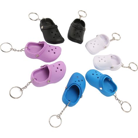 8Pcs porte-clés chaussons couleurs assorties silicone doux simple élégant trou chaussures porte-clés pour sac à dos vêtements décoration (1/5)